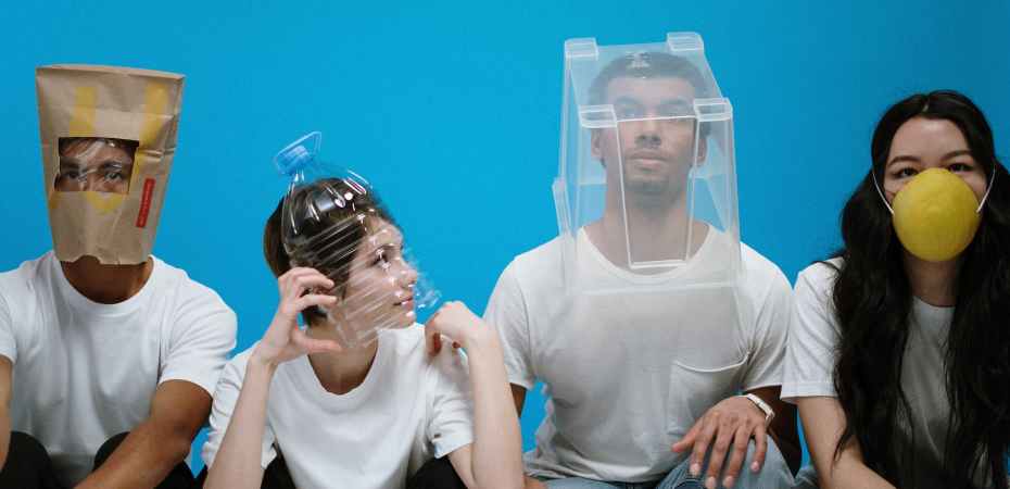 people wearing diy masks