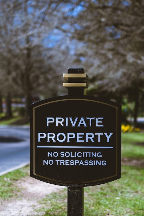 black and white private property signage